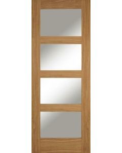 Internal Door Oak Contemporary 4 Light Clear Glazed 