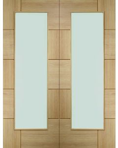 Internal Door Pair Oak Ravenna with Clear Glass Untreated