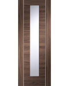 Internal Door Walnut Forli with Clear Glass with aluminium inlays Pre Finished