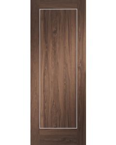 Internal FIRE DOOR Walnut Varese Pre Finished with real aluminium inlays 