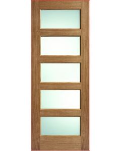 Internal Door Oak Contemporary 5 Light Clear Glass Prefinished