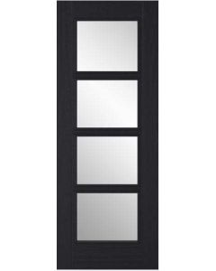 Internal Fire Door Charcoal Black Vancouver 5 Panel with Clear Glass Prefinished 