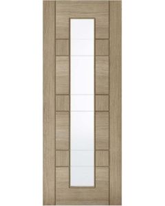 Internal Door Light Grey Stained Veneer Edmonton with Clear Glass Prefinished 