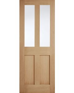 Internal Door Oak London Shaker 4 Panel with Clear Glass Untreated LPD