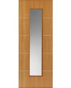 Internal Door Light Oak Louvre with Clear Glass Prefinished