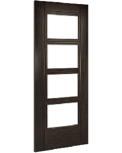 Internal Fire Door Dark Grey Ash Veneer Montreal Clear Glass Prefinished SPECIAL OFFER