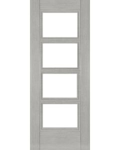 Internal Door Light Grey Veneer Montreal With Clear Glass Prefinished