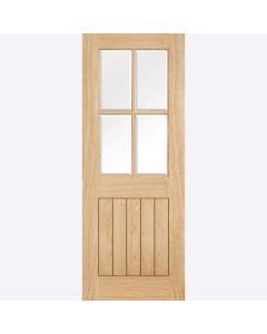 Internal Door Oak Belize 4 Light Clear Bevelled Glass Untreated