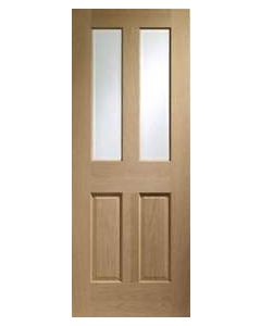 Internal Door Oak Malton with Clear Bevelled Glass and non raised moulding prefinished