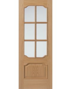 Internal Door Oak 92 6VMN with Raised Mouldings Un finished Clear Glazed 