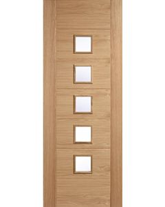 Internal Door Oak Carini 5 Light with Clear Glass Prefinished LPD