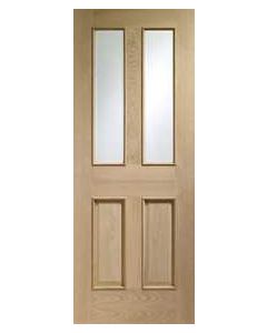 XL Internal Oak Door Malton with clear bevelled glass & Raised Mouldings