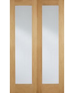 Internal Door Pair Oak Pattern 20 with Clear Glass Untreated