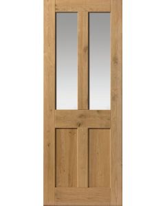 Internal Door Rustic Oak 4 Panel Glazed Prefinished