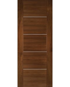 Internal Fire Door Walnut Valencia with Aluminium Inlays Prefinished  