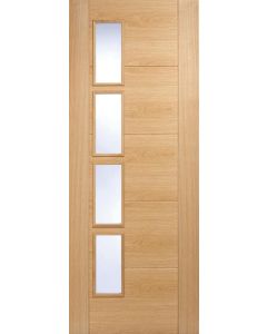 Internal Door Oak Vancouver Offset 4 Light Clear Glazed Prefinished 