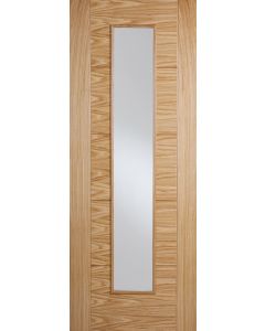 Internal Door Oak Vancouver Long Light Clear Glass Prefinished