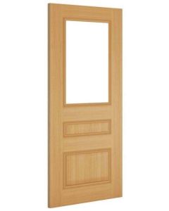 Internal Door Oak Windsor with Clear Bevelled Glass Prefinished